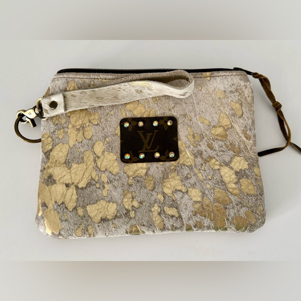 Upcycled Animal Skin Cream Women's Clutch